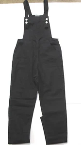 Boohoo Womens Sophia Slim Fit Denim Dungarees Black Sz 4 - Picture 1 of 4