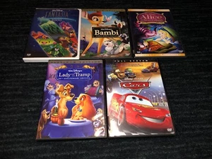 ALICE IN WONDERLAND, BAMBI, LADY AND THE TRAMP, CARS, FANTASIA 2000 DVDS, DISNEY - Picture 1 of 1