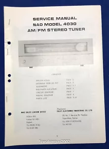Original NAD 4030 Stereo Tuner Service Manual - Picture 1 of 1