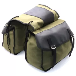 Bolsa de sillín verde militar alforjas de lona caja herramientas bolsa bolsa para Harley Sportster - Imagen 1 de 12