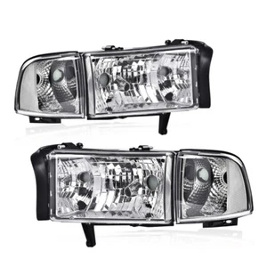 Clear Corner Chrome Headlights Assembly Fit For 94-02 Dodge Ram 1500 2500 3500 - Picture 1 of 9