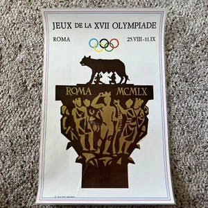 Vtg 1960 Rome/1972 Munich Olympics 2 Sided Placemat Poster Antik Print Amsterdam - Picture 1 of 11
