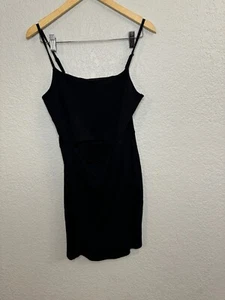 GB Black Knee Length Dress Spaghetti Strap Peekaboo Back Juniors Size L - Picture 1 of 8