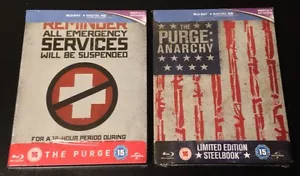 THE PURGE 1 & 2 ANARCHY Limited Blu-Ray SteelBook(s) Region Free New & Sealed. - Picture 1 of 11