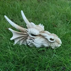 1pc Resin Dragon Head Skeleton Statue, Vintage Autumn Decor - Picture 1 of 3