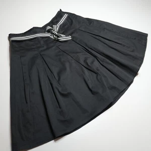 Ice Skirt Womens Size 10 Black Pleated Cotton Stretch Stripes Tie String Detail - Picture 1 of 15