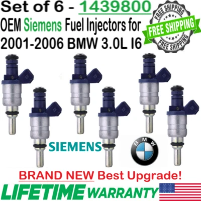 Fabricante de equipamento original 6 unidades novos Siemens melhor atualização injetores de combustível para 2004-2006 BMW X3 3.0L I6 - Imagem 1 de 4