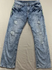 CJBlack Premium, Acid WashMen’s Jeans Size 34 X. 32 Distressed Retro Grunge - Picture 1 of 19