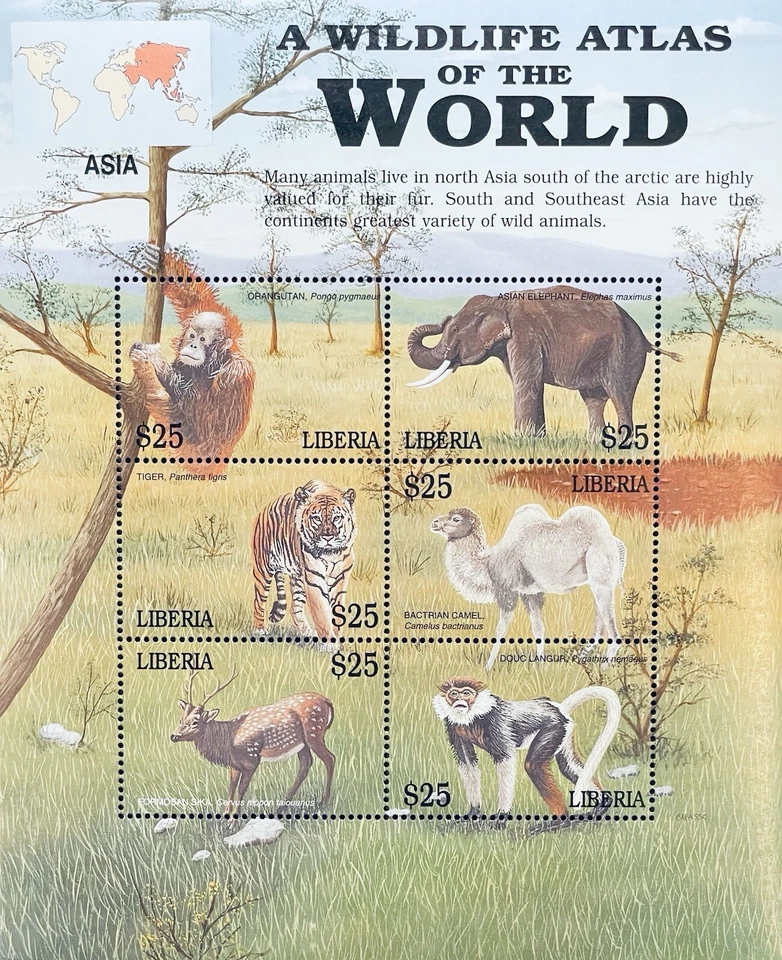 LIBERIA VIDA SILVESTRE ATLAS DEL MUNDO SELLOS 2003 mnh ANIMAL SALVAJE ELEFANTE TIGRE 1 Foto 1 de 1