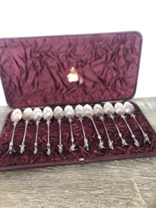 Antique Spoon Set of 12 - Figural Tops - Mythical - Victorian Elkington Case - Bild 1 von 7