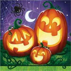 Halloween Smiling Pumpkin Lunch Napkins Paper 16 Per Pack 10 Packs 160 Total - Picture 1 of 1