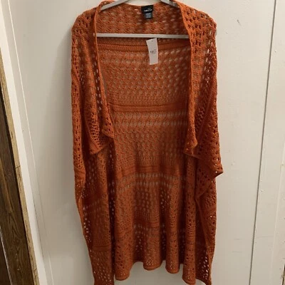 "Chaleco de ganchillo Rue 21 óxido abierto medio hoyo a hoyo 18"" longitud 43"" nuevo con etiquetas" Foto 1 de 3