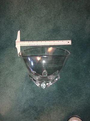 Tigela de vidro de cristal Steuben grande vintage pequena lasca perto do fundo - Imagem 1 de 4