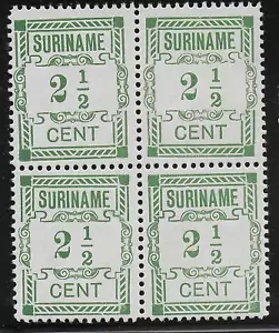 Surinam stamps 1912 NVPH 66P ERROR on Bloc of 4 UNG VF - Picture 1 of 1