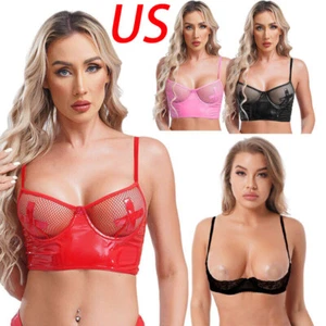Women Sexy Lingerie Bra See-Through Mesh Underwire Push Up Bustier Underwear - Picture 1 of 125