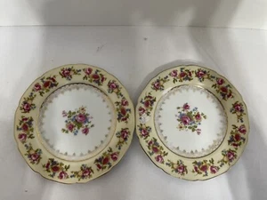 Gold Castle Pink Rose Floral 6-1/2" Bread Plates Set of 2 made in Japan Vintage - Picture 1 of 11