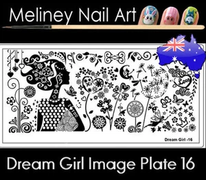 Dream Girl 16 Stamping Nail Art Image Plate Design Rectangle XL Stencil metal - Foto 1 di 2