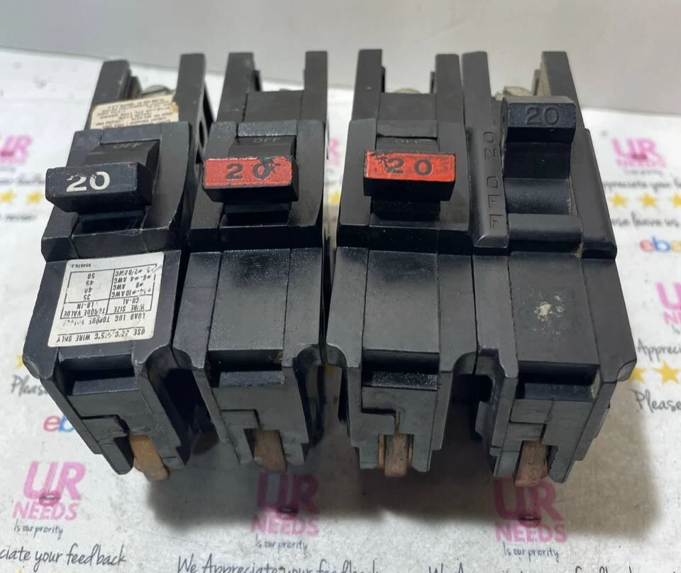 Federal Pacific FPE Stab-Lok 20A NA120 "THICK" Type NA   NA20 lot of 4 - Image 1 of 4