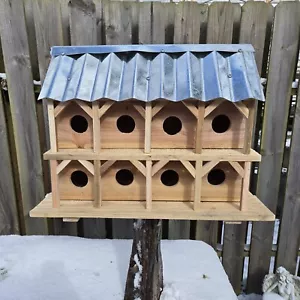 Handgefertigtes Vogelhaus Zeder lila Martin Mulit Einheit Doppeldecker 8 Nester - Bild 1 von 6