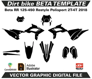 BETA RR 125-450 Polisport 2T-4T 2018 Template Vector Format Ai CDR EPS M159 - Picture 1 of 2