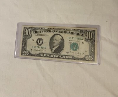 1988 $10 Ten Dollar Bill Federal Reserve Note US Vintage Currency Circulated. - Image 1 of 2