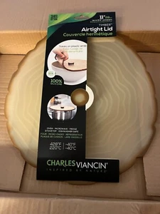 2 Charles Viancin 11” Coperchio Ermetico Silicone Legno Senza BPA Adatto fino a 10,5” - Foto 1 di 4