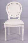 Casa Padrino Barock Esszimmer Stuhl Weiß / Weiß Lederoptik - Luxus Qualität