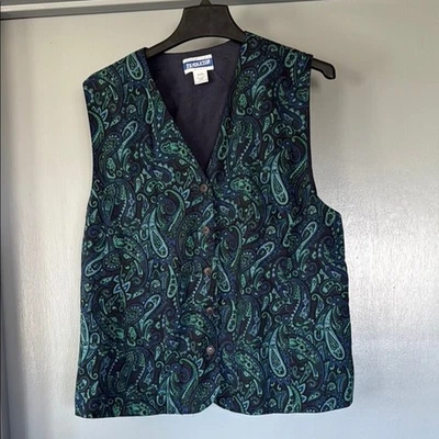 Pendleton Plus Women's Lined Button Front Rayon Sleeveless Vest sz 16W Paisley - Image 1 of 4