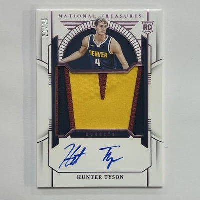 Hunter Tyson 2023-24 National Treasures Rookie Patch Auto Pink /25 Nuggets RC SH - Image 1 of 2