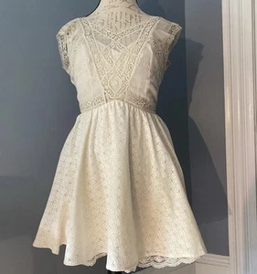 Free People Spitzenkleid ärmellos transparent Haken & Ösen Reißverschluss Sommer Boho Damengröße 4 - Bild 1 von 19