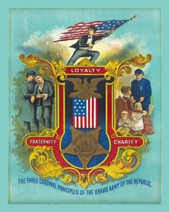 Estampado: Tres Principios Cardinales del Gran Ejército de la República, 1884 - Imagen 1 de 4