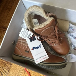NEW Men’s Pajar Waterproof Cognac Leather Truck Boots 1963 Canada 40 US 7.5 Fur - Picture 1 of 8