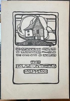 Original Arthur Wragg Ink Drawing. House on the Props, Polperro - Image 1 of 2