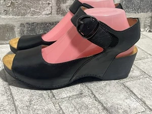 Dansko Tiana Burnished Calf Leather Comfort Clog Sandal Black 39-8.5-9 - Picture 1 of 10