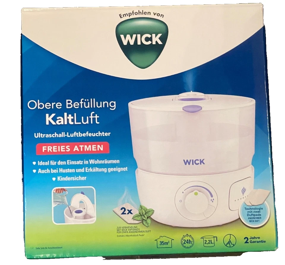 WICK KaltLuft Ultraschall Luftbefeuchter Freies Atmen Weiß Wassertank - Bild 1 von 1