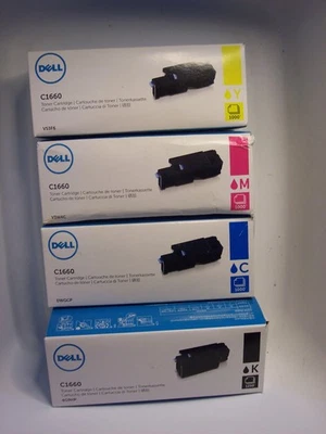 OEM Dell C1660 Toner Set V53F6, DWGCP, 4G9HP, V3W4C, SEALED - image 1 of 4