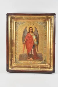 N89B88- Russische Ikone Erzengel Michael Zertifikat Ikonenmuseum nach 1880 - Picture 1 of 12