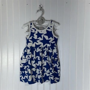 Hanna Andersson 3T Star Print Tank Dress Blue White 100% Cotton Pockets USA - Picture 1 of 9