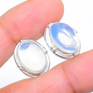 Pendiente de plata de ley 925 con piedras preciosas de opalita tamaño 0,75" - Imagen 1 de 1