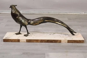 72cm Fasan Vogel Art Deco Bronze Figur auf Marmorsockel um 1930  (MVL4769) - Bild 1 von 12