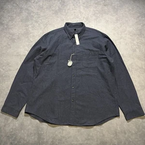 J Crew Shirt Mens XXL Leather Trim Elbow Patches Heather Navy Workwear NEW - Picture 1 of 12