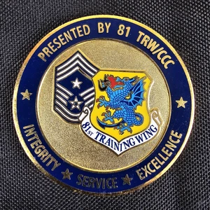 81 TRW CCC Keesler Dragons Train to Fight Train to Win Commanders Challenge Coin - Imagen 1 de 8
