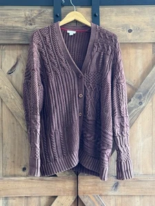 Sundance Taylor Grobstrick Cardigan Braun Mischstrick Knopfleiste Damen Gr. L - Bild 1 von 5