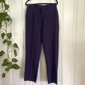 NUOVO Lucci Italiana Collezione Pantalone Uomo Viola Pieghettato Taglia 30S (Leggi) - Foto 1 di 9
