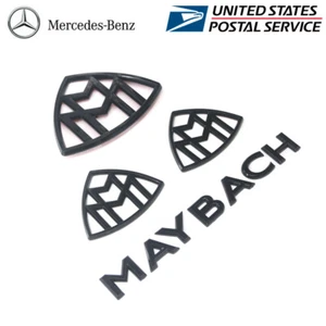 Set of 4 Side Rear Badge Maybach Letter Logo Gloss Black FOR Mercedes S Class - Picture 1 of 4