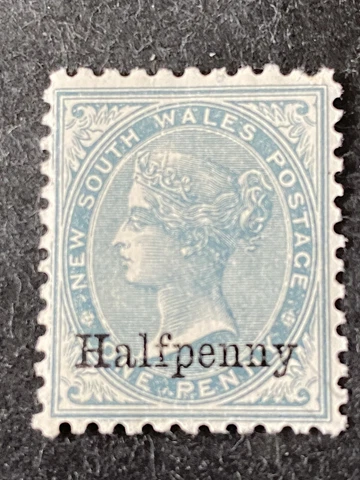NEW SOUTH WALES, SCOTT # 92, HALFPENNY ON 1p. VALUE GRAY 1891 QV ISSUE MVLH Cover