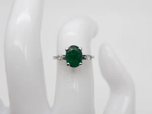 Antique 1920s $5000 3.40ct Colombian Emerald Marquis Diamond Platinum Ring - Picture 1 of 6
