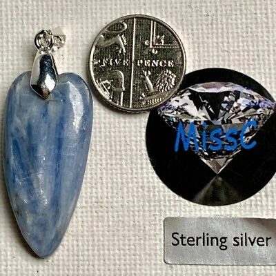 COLGANTE CORAZÓN DE CIANITA GOTA 33MM CON FIANZA DE PLATA DE LEY 925, ESTAMPADO 925 Foto 1 de 4