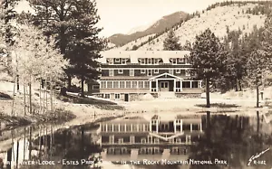 Carte postale photo réelle Estes Park CO Tail River Lodge parc national des Rocheuses - Photo 1 sur 2