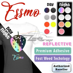 ESSMO™ Reflective Heat Transfer Vinyl HTV T-Shirt 20" Wide Roll Iron Heat Press - Picture 1 of 37